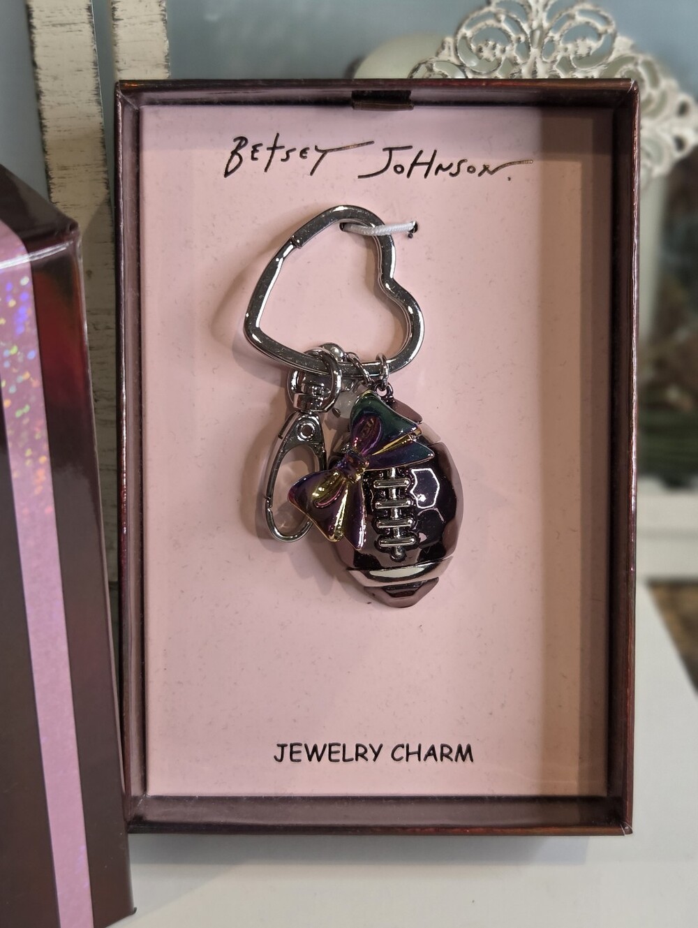 Betsey Johnson Football Bag Charm/Key Ring